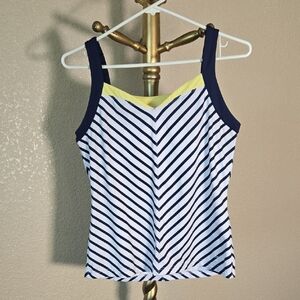 Navy and Yellow Striped Women's Tank Top